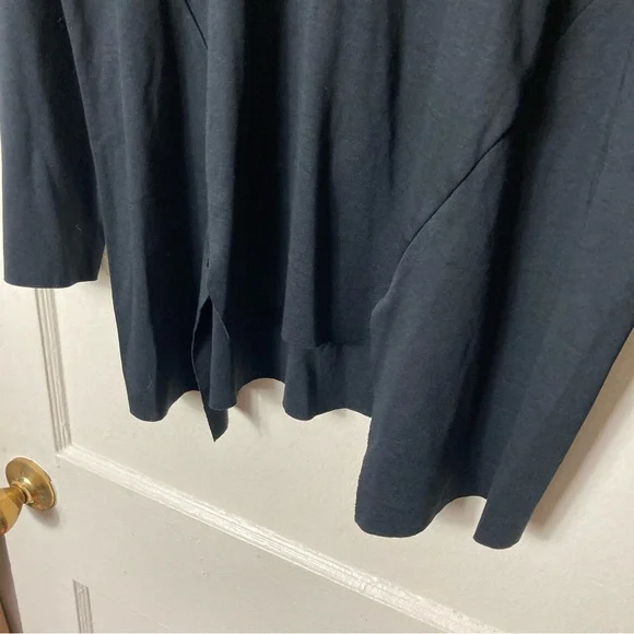 Planet by Lauren G black cut out front long sleeve top OS pima cotton - Picture 4 of 9